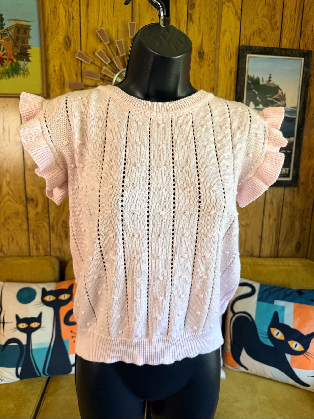 Light Pink Ruffle Sleeve Sweater - Picture 2 of 14